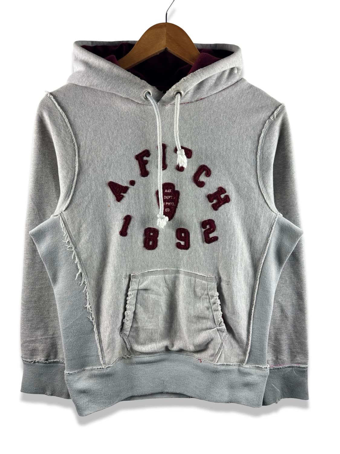 아베크롬비 그레이 버건디 데미지 후디2916 상품이미지1