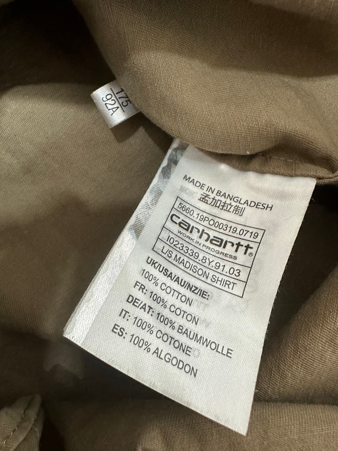 칼하트 wip 베이지 셔츠 상품이미지6
