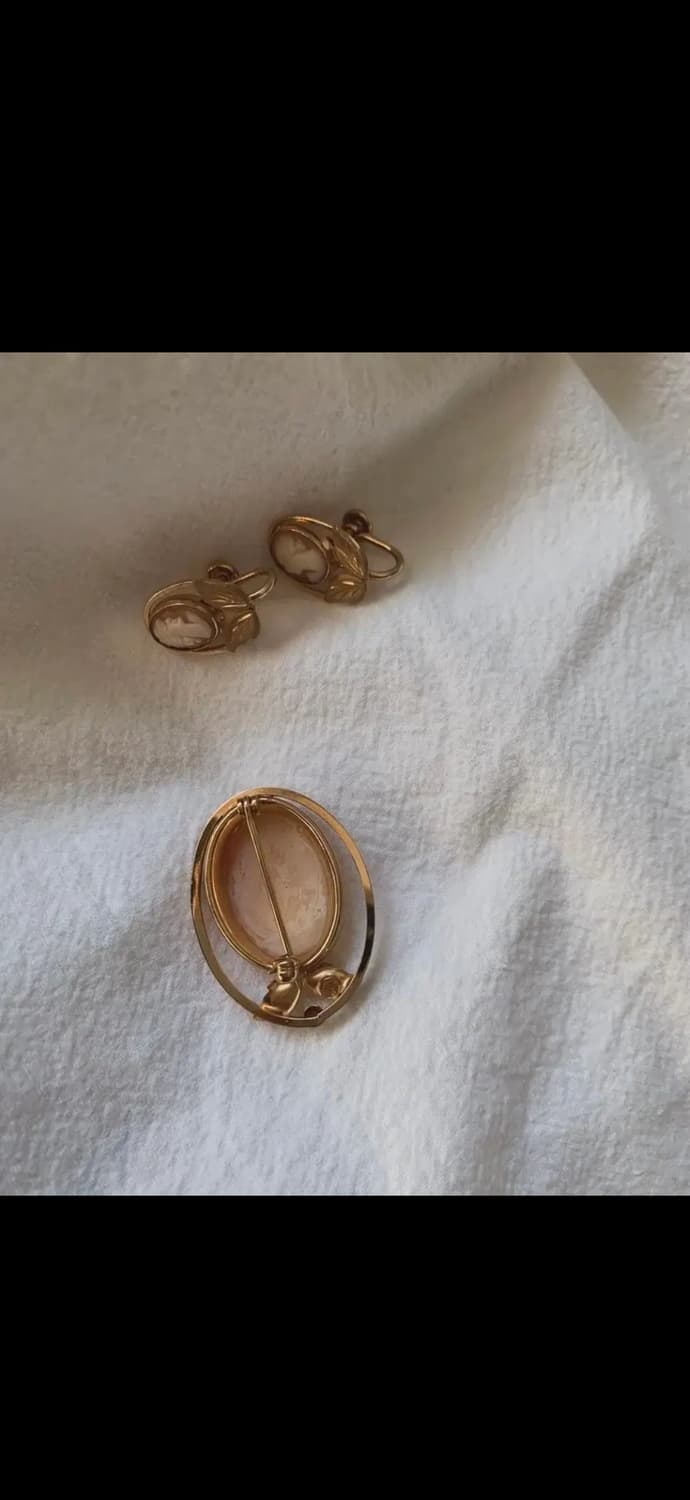 앤틱 리얼 카메오 이어링&브로치 상품이미지2