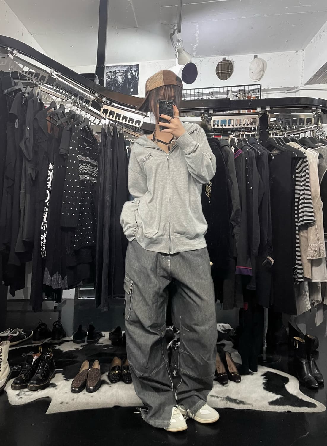 프린팅 퍼 후드집업 상품이미지1