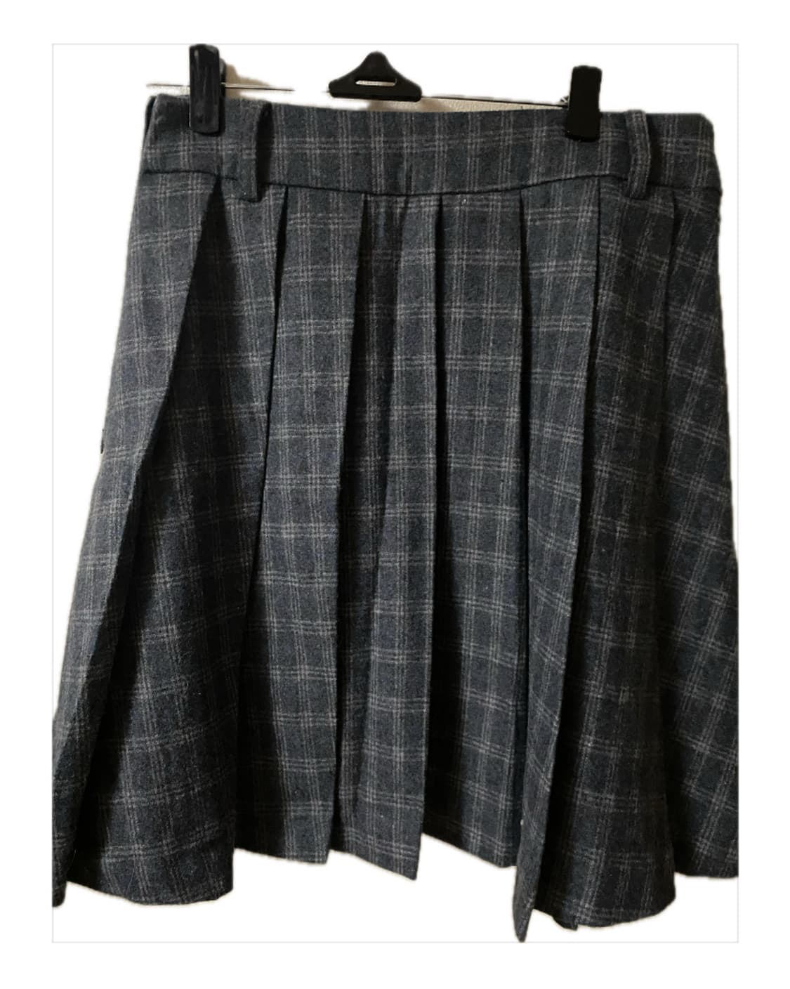 플리츠 체크 그레이 미디스커트 상품이미지1