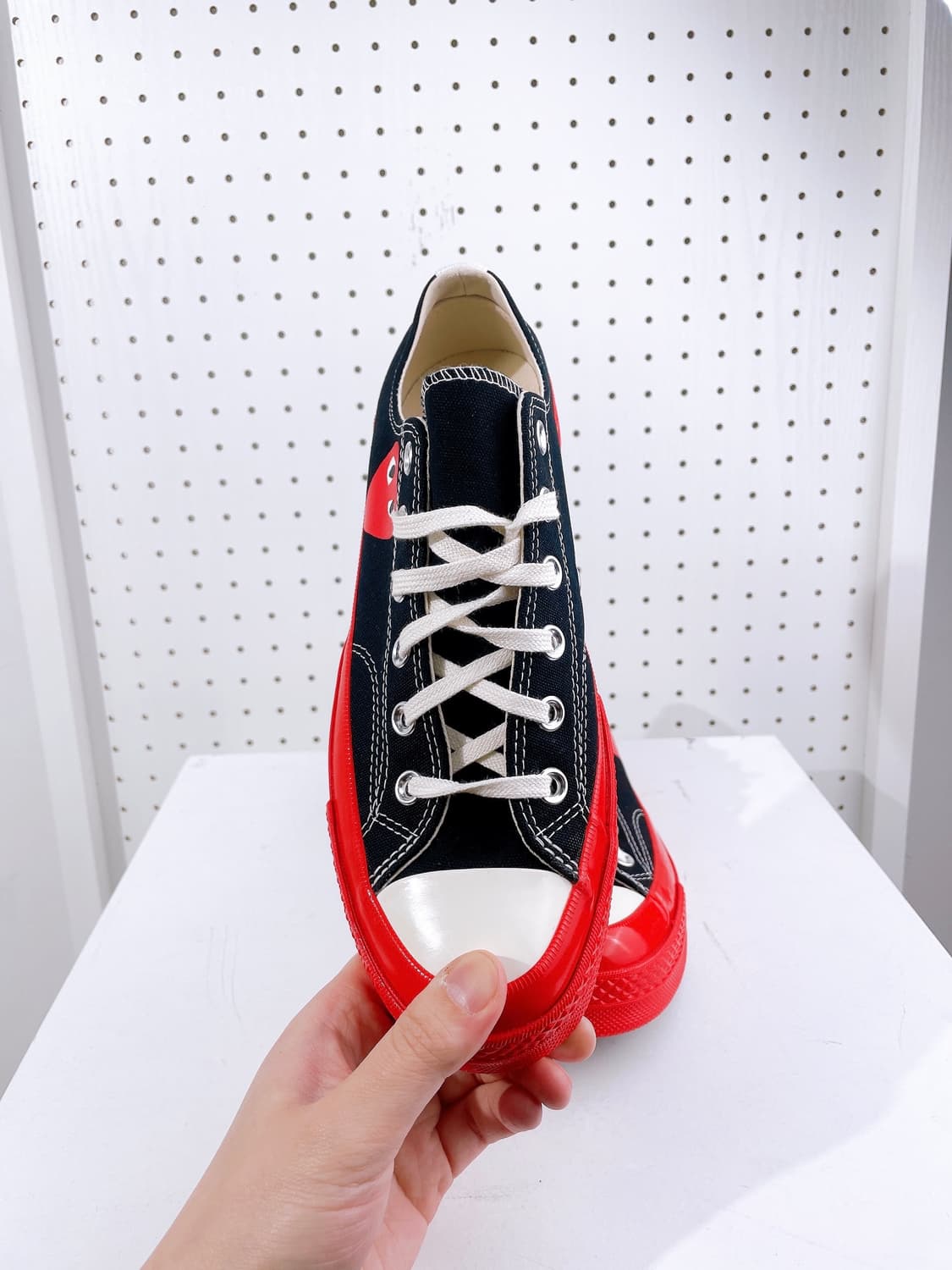 (정품/새상품) 컨버스 x 꼼데가르송 공용 블랙 레드 척 70 로우 상품이미지2