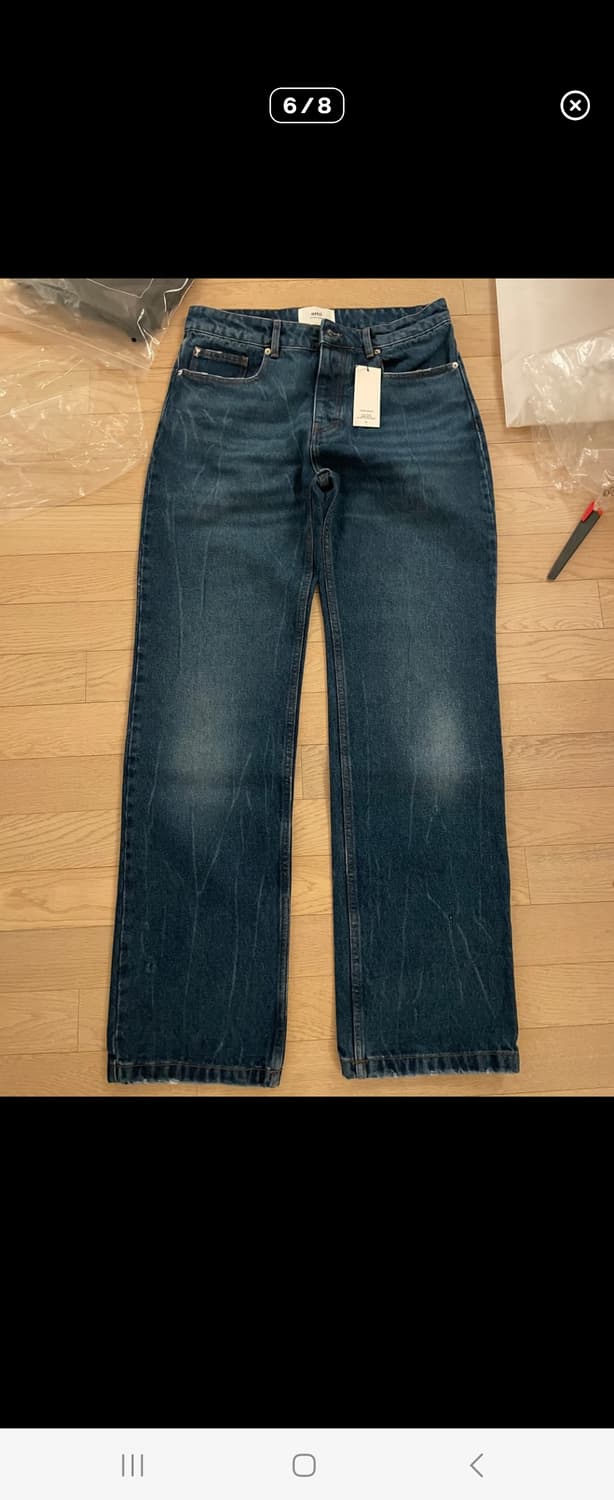 아미 백 로고패치 루즈 스트레이트 데님 상품이미지2