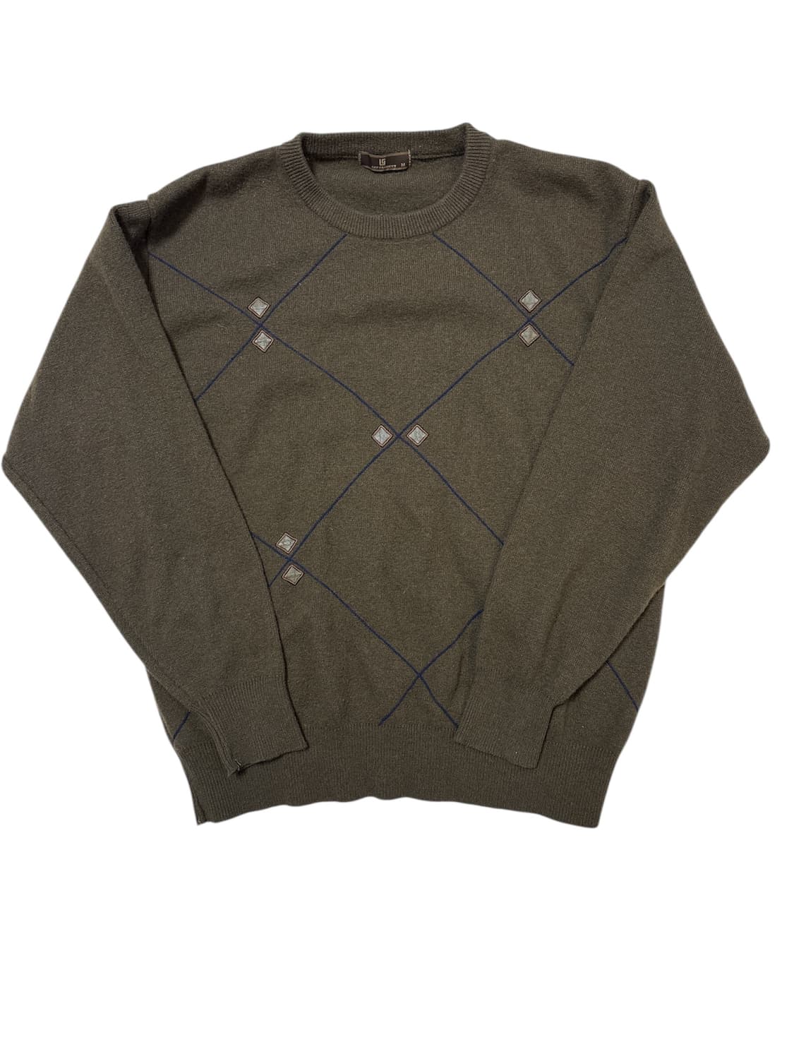 카키 포인트 아가일 긴팔 니트 상품이미지4