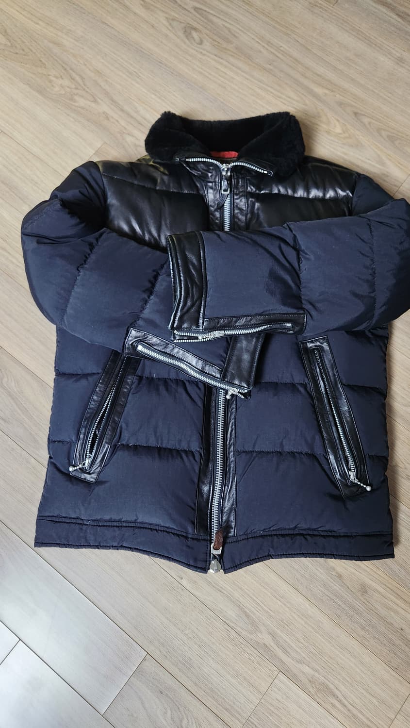 디아프바인 블랙 레더 패딩 점퍼 상품이미지1