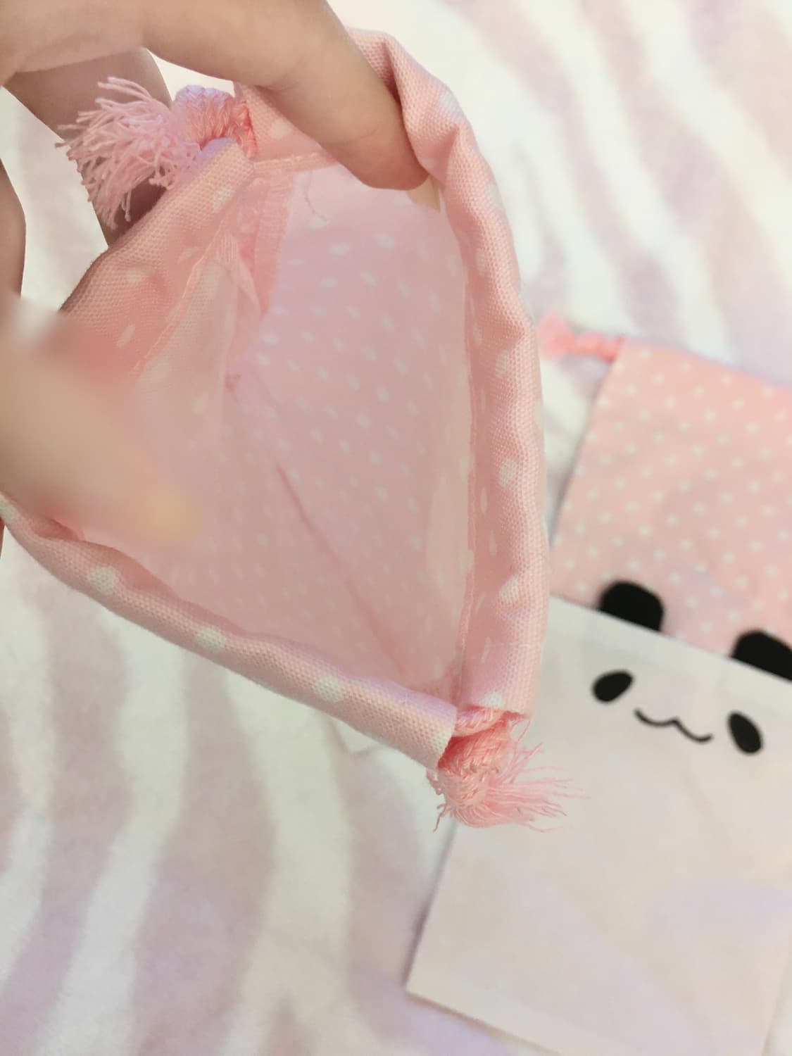 연핑크 도트 파우치 네코 판다 히메갸루 방꾸템 상품이미지7