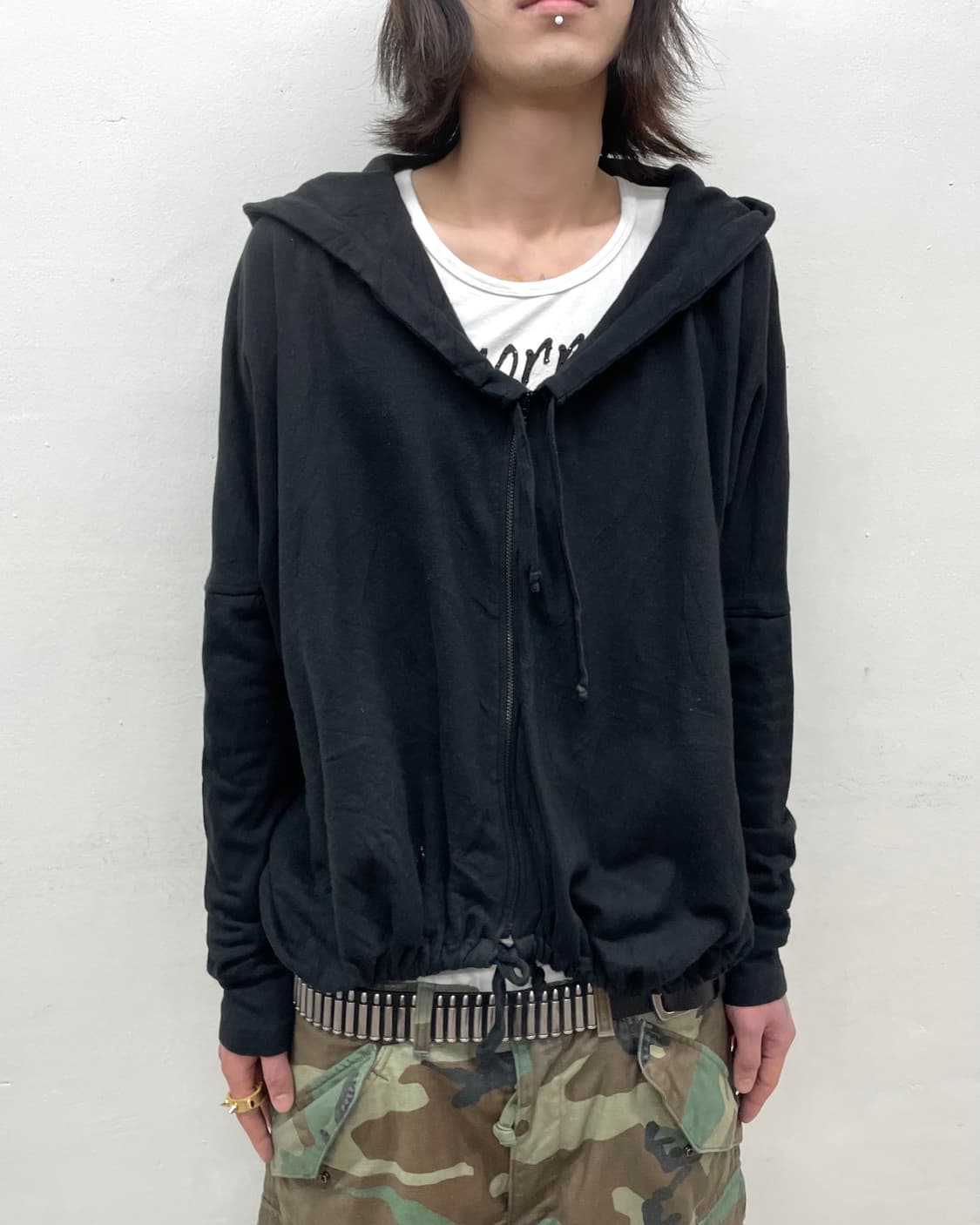 String Big Hoodie Black Hoodie Zip-Up 상품이미지3