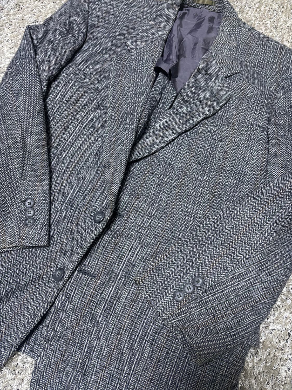 일본판 체크 울 블레이저 사이즈 105-110 상품이미지3