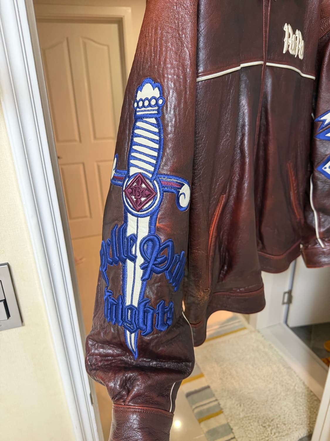 44 펠레펠레 빈티지 브라운 가죽자켓 상품이미지2