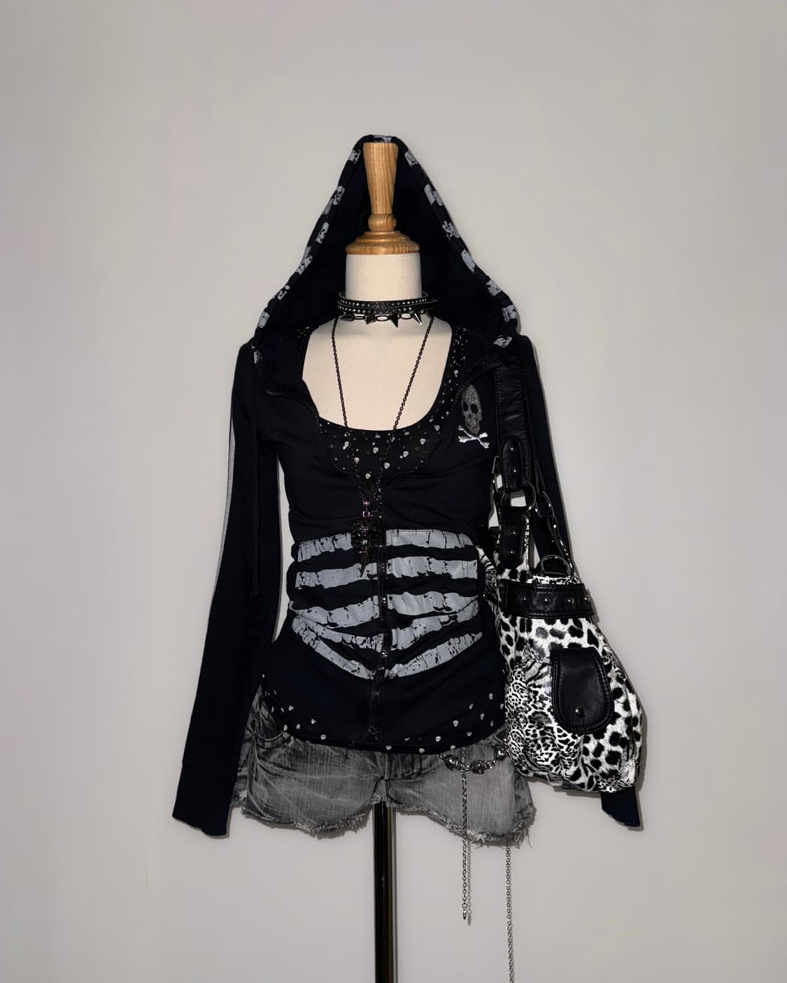 M.K.R 단가라 해골 펑크 후드집업 상품이미지5