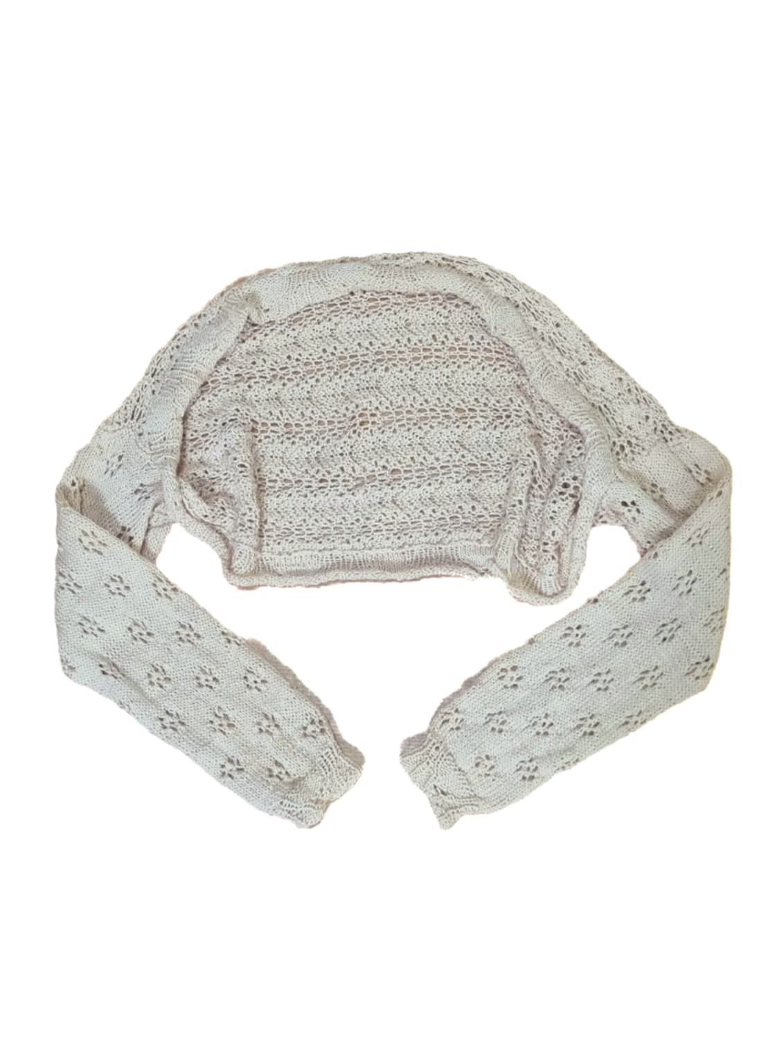 빈티지 아이보리 베이지 펀칭 크로쉐 니트 볼레로 가디건 모리걸하구미페어리 상품이미지1