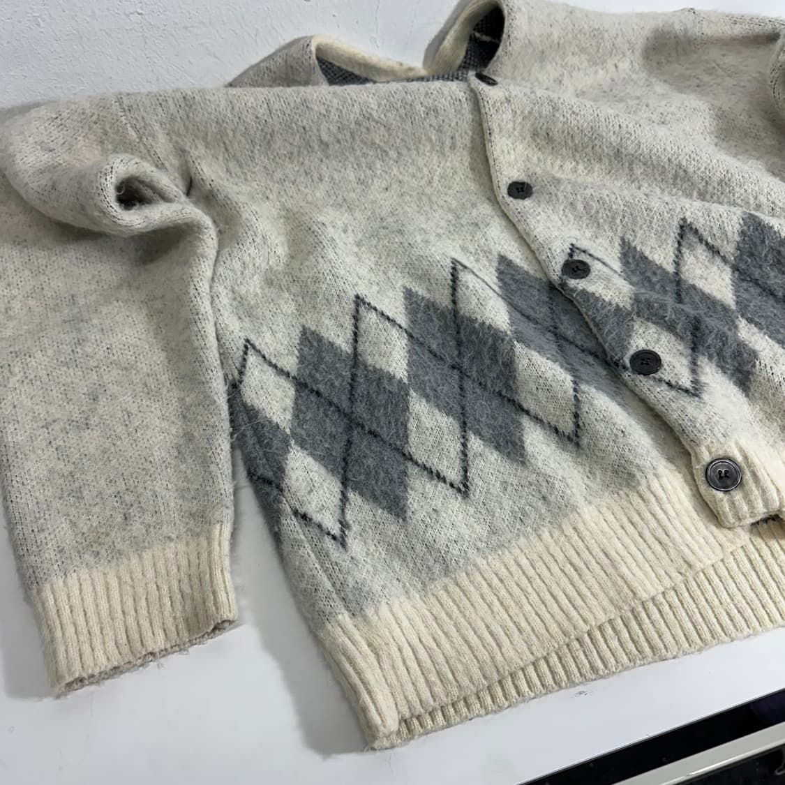 100-105 토니웩 크림 오버핏 알파카 가디건 상품이미지3