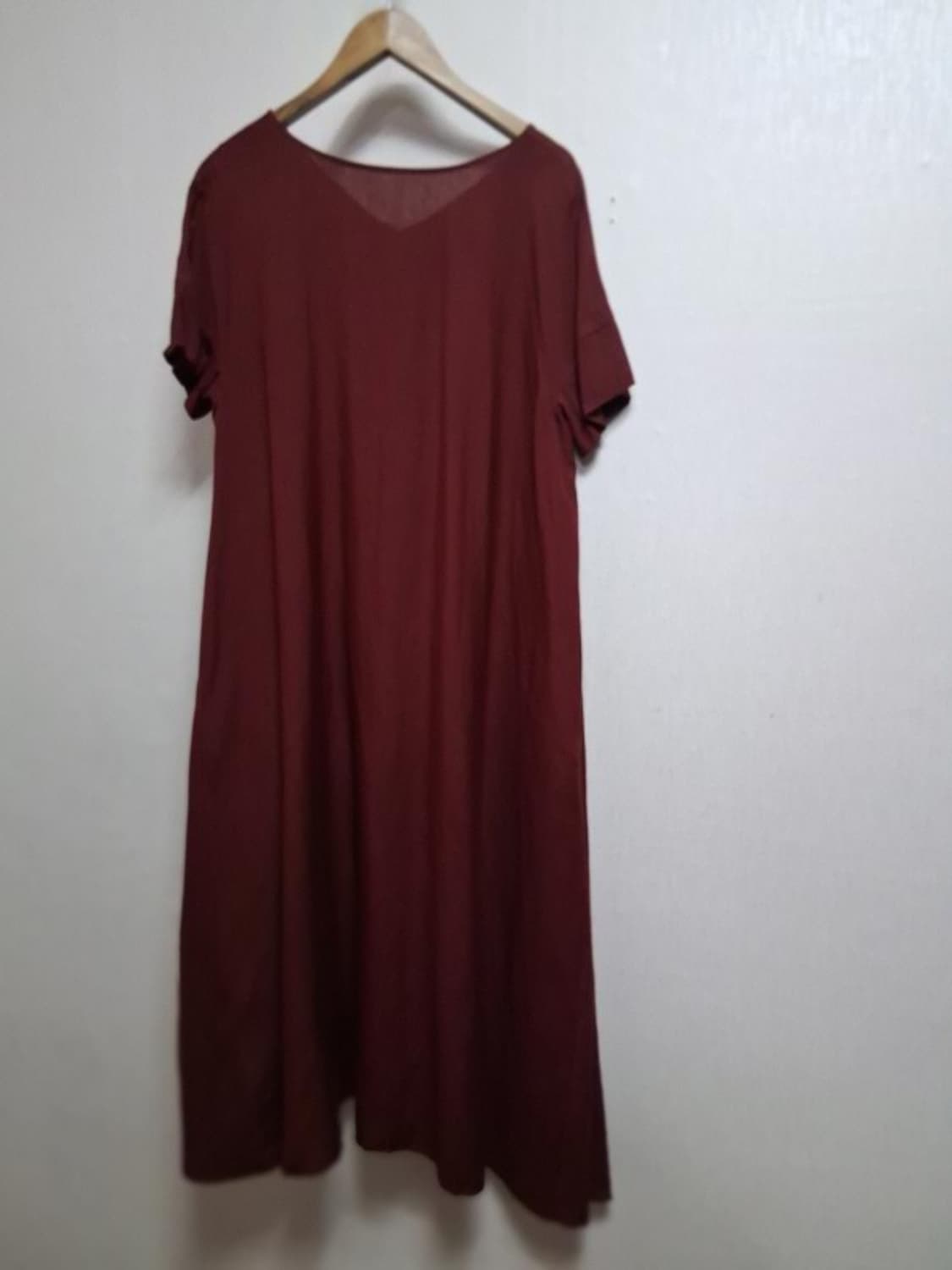 일본수입 DAMA버건디 여리핏 브이넥 버튼 롱원피스 루즈핏 체형커버88
 상품이미지2