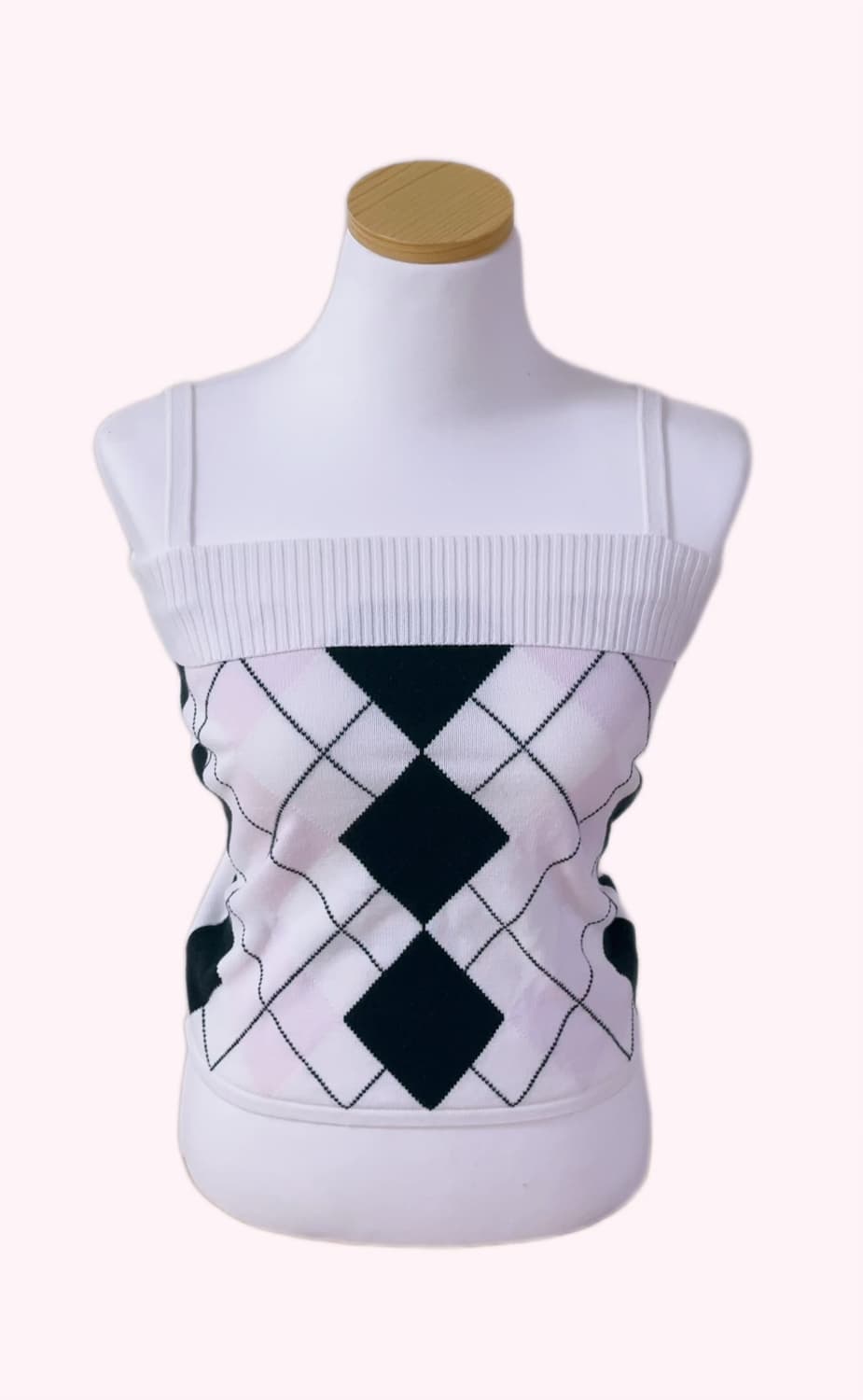 블랙핑크 아가일 니트 나시 로걀탑 히메갸루 오네갸루 유일매물 양산형 상품이미지1