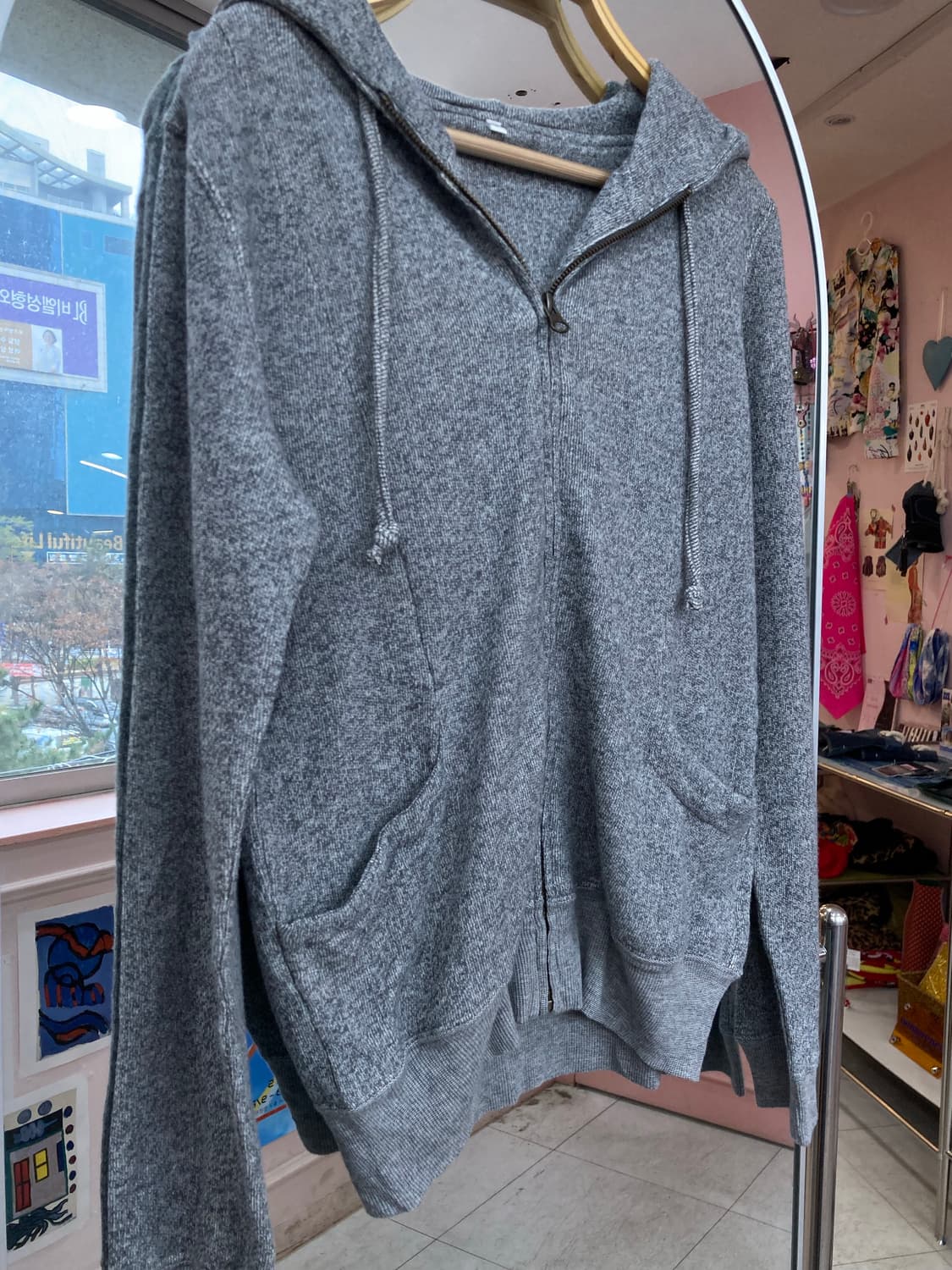빈티지 그레이 쮸리 후드집업 상품이미지3