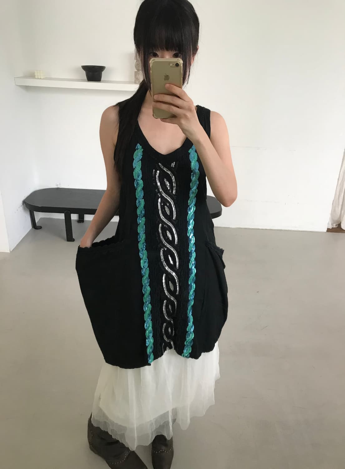vintage spangles pocket sleeveless 상품이미지2
