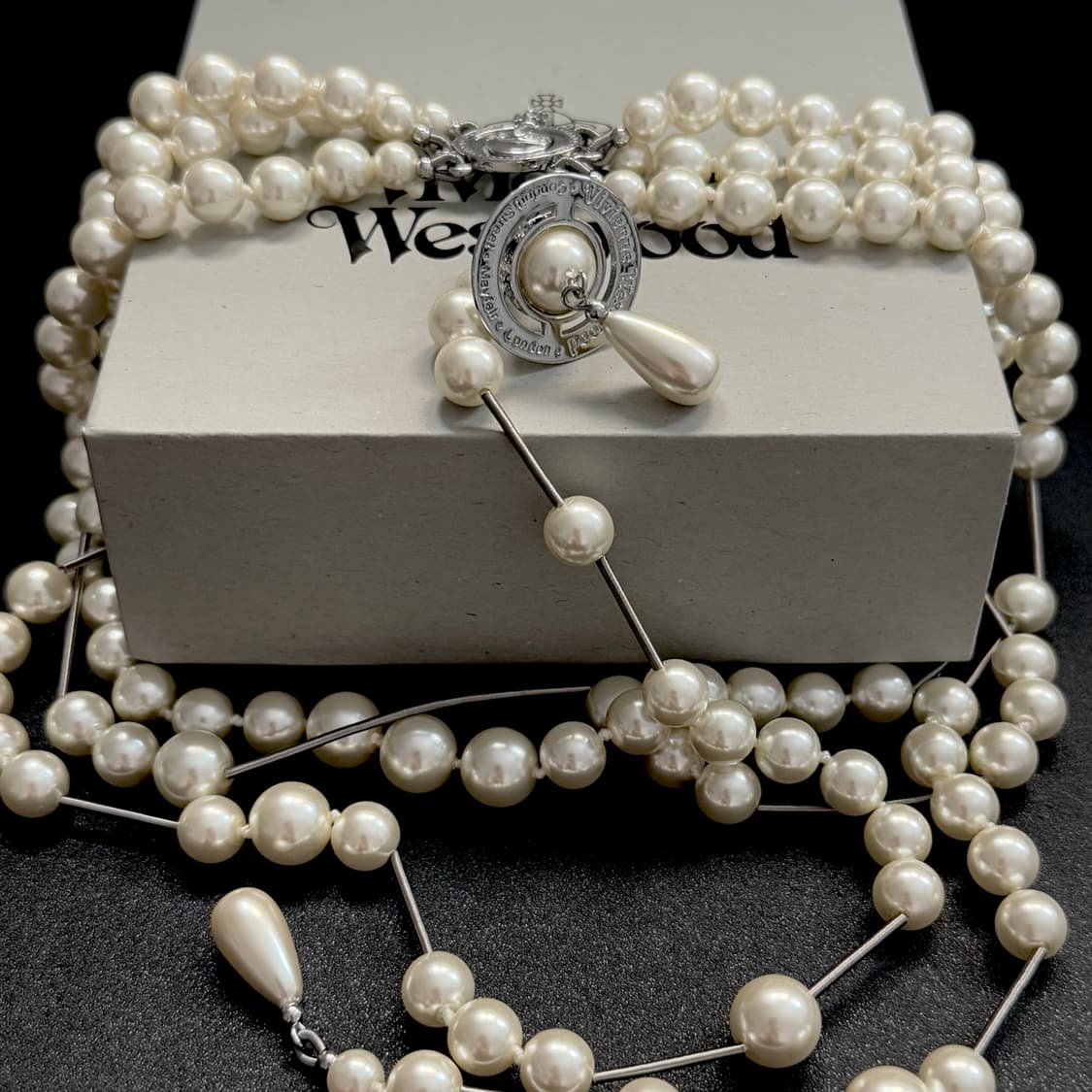 비비안웨스트우드 언발란스 진주 펄 드롭 브로큰 목 걸이 상품이미지2