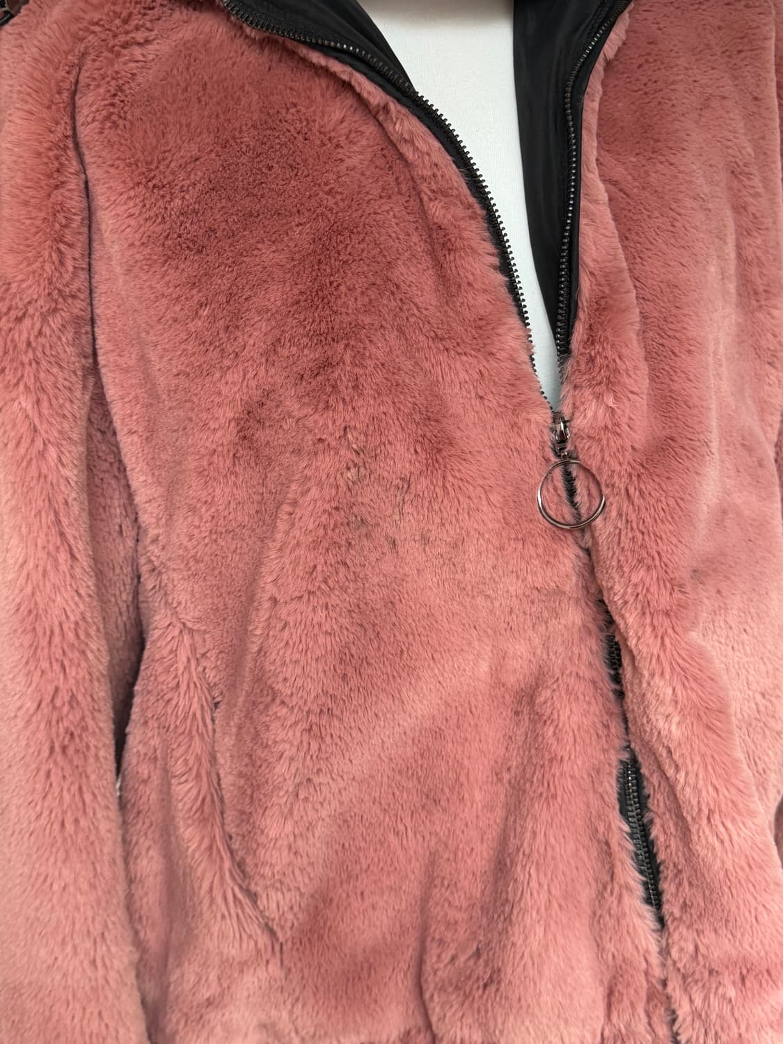 핑크 갸루 털 후드집업 상품이미지3