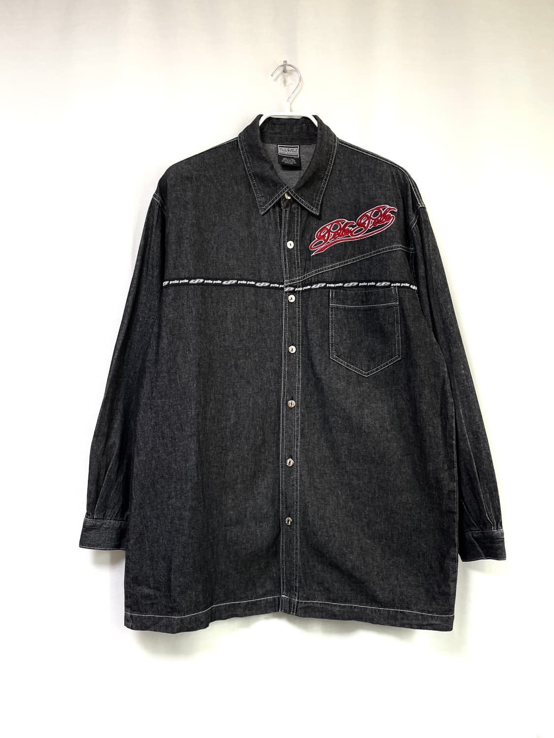 PELLE PELLE 펠레펠레 얇은 흑청 데님셔츠 L 상품이미지1