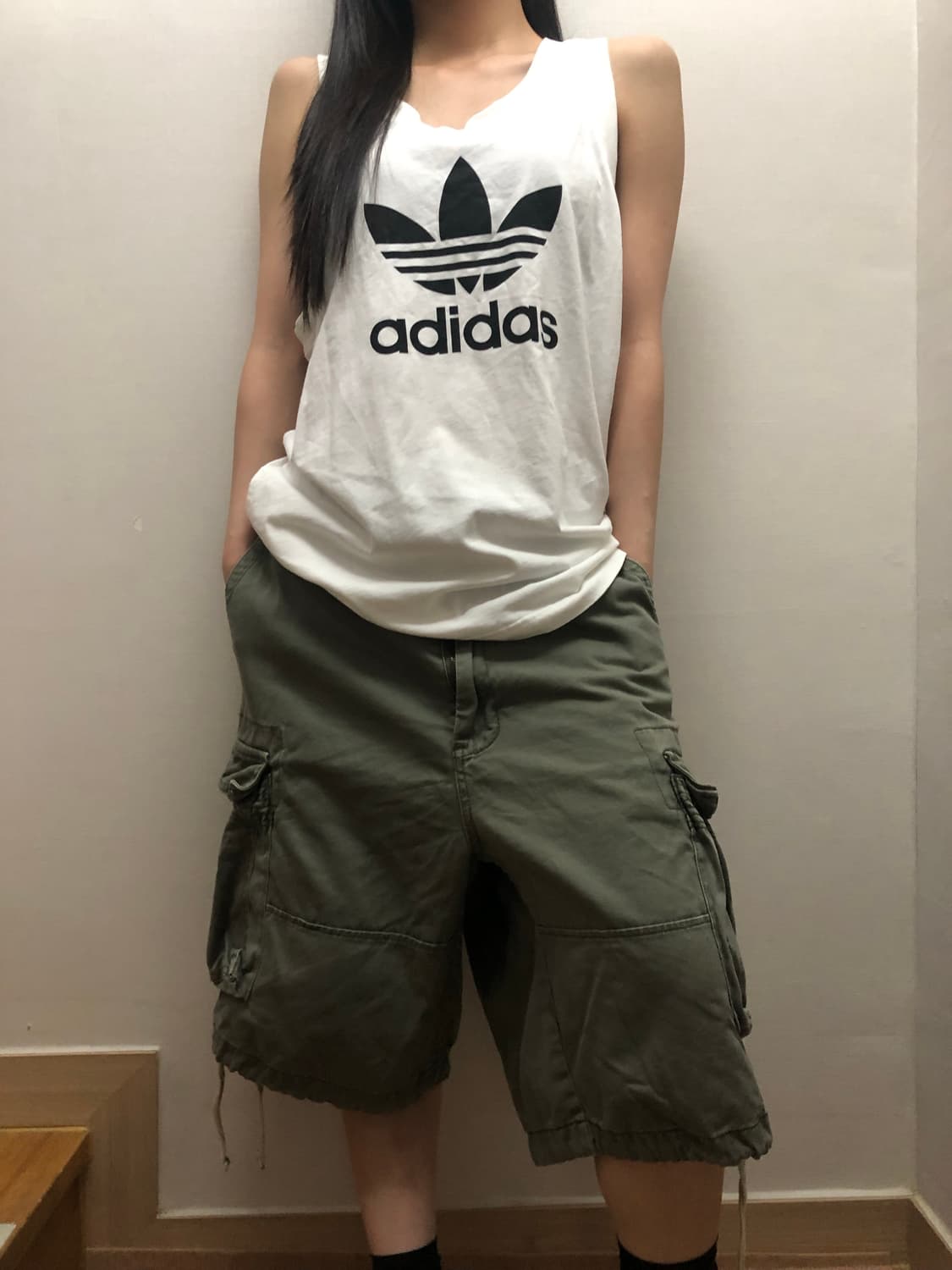 빈티지 카키 카고 버뮤다 팬츠 상품이미지2