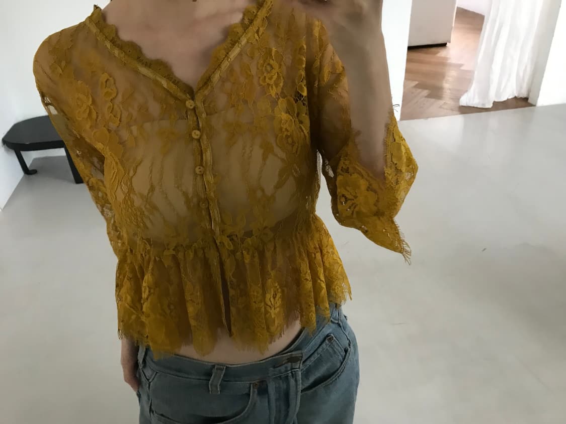 vintage yellow lace blouse 상품이미지2