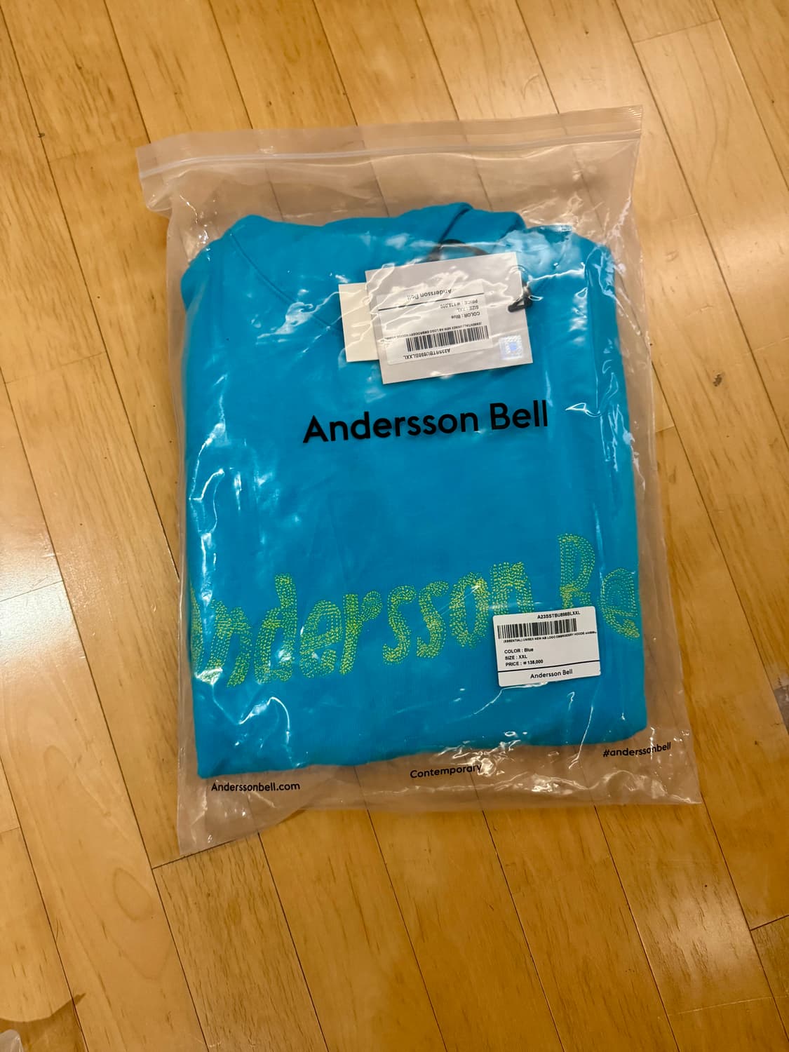 [앤더슨벨] 뉴 AB 로고 엠브로더리 후디 (블루) 상품이미지3