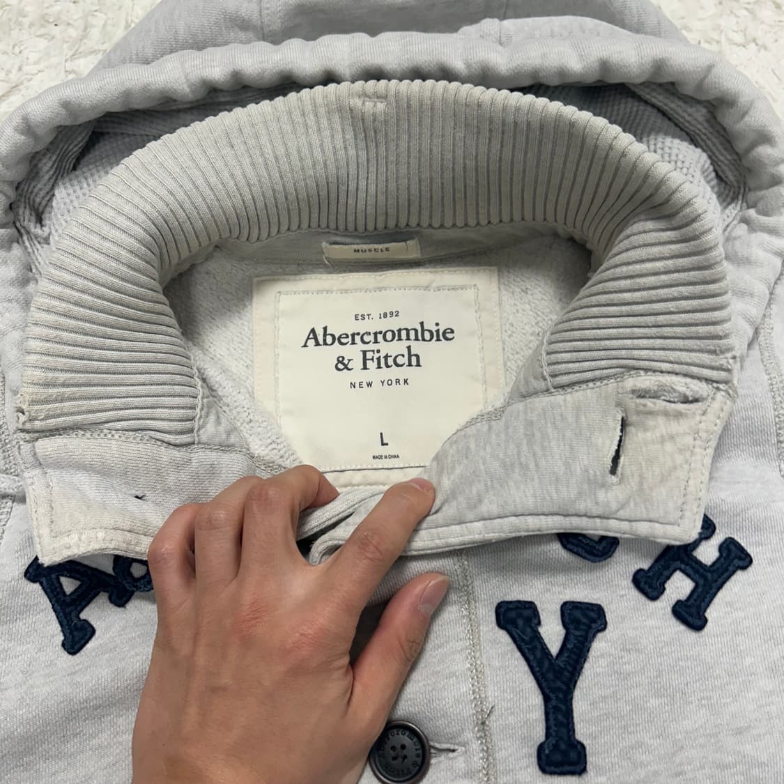 Abercrombie Melange Button Hood Zip-Up   상품이미지5