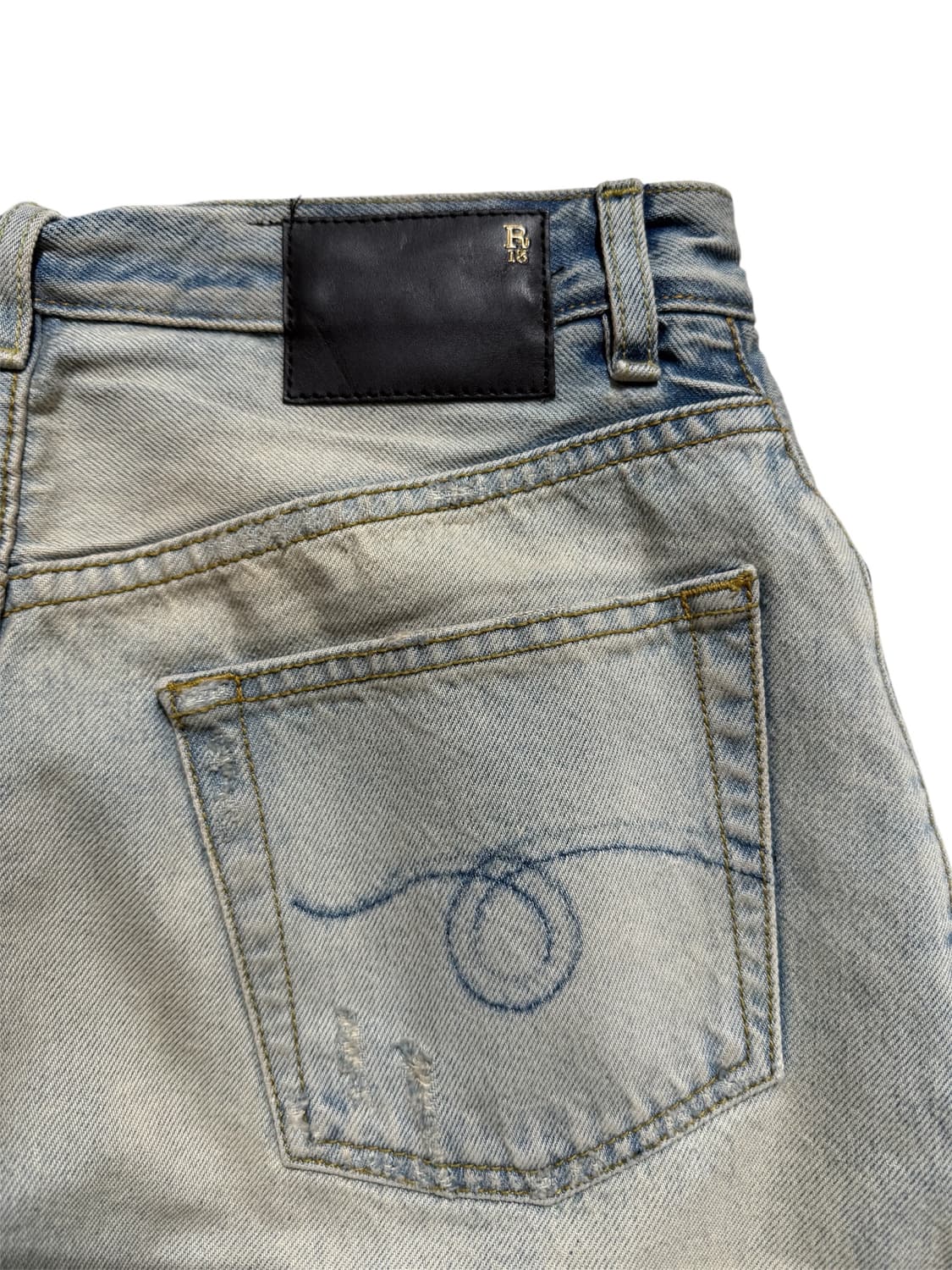 R13 블루 더블 클래식 쉐어드 헴 데님 팬츠 상품이미지6