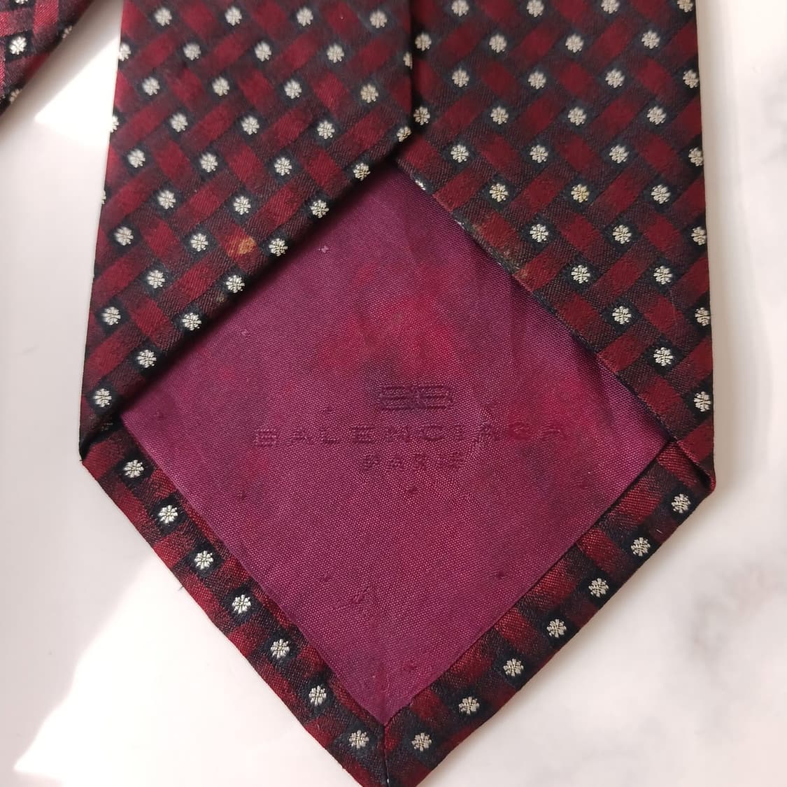 발렌시아가 실크 버건디 다이아 넥타이 9.5cm A~A+등급 A19000 상품이미지7