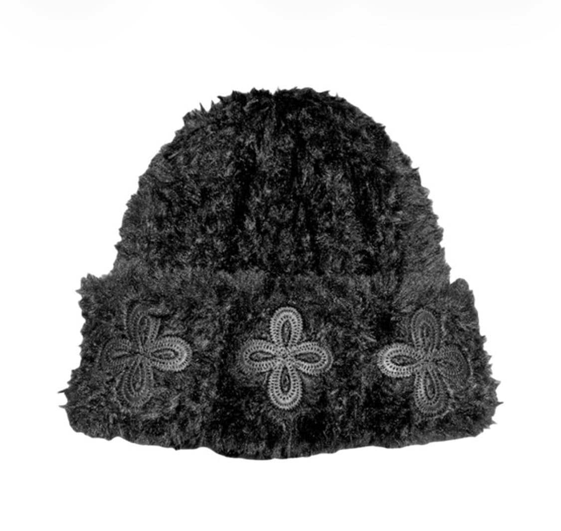 써저리 레더 패치 퍼 비니 블랙 상품이미지1