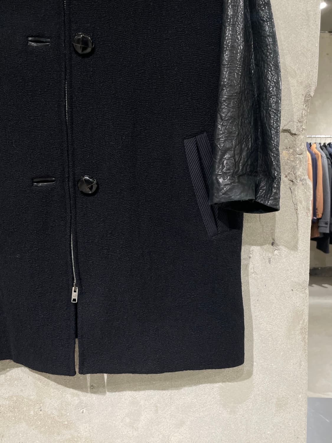 이자벨 마랑 블랙 배색 슬리브 레더 울 집업 자켓  상품이미지5