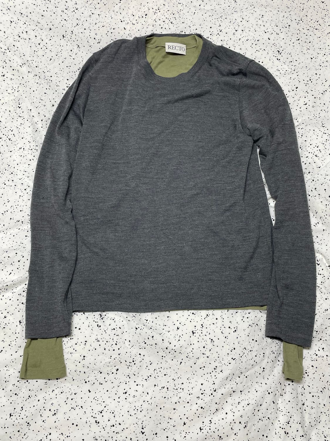 [M] 렉토 레이어드 니트 그레이 올리브 상품이미지1