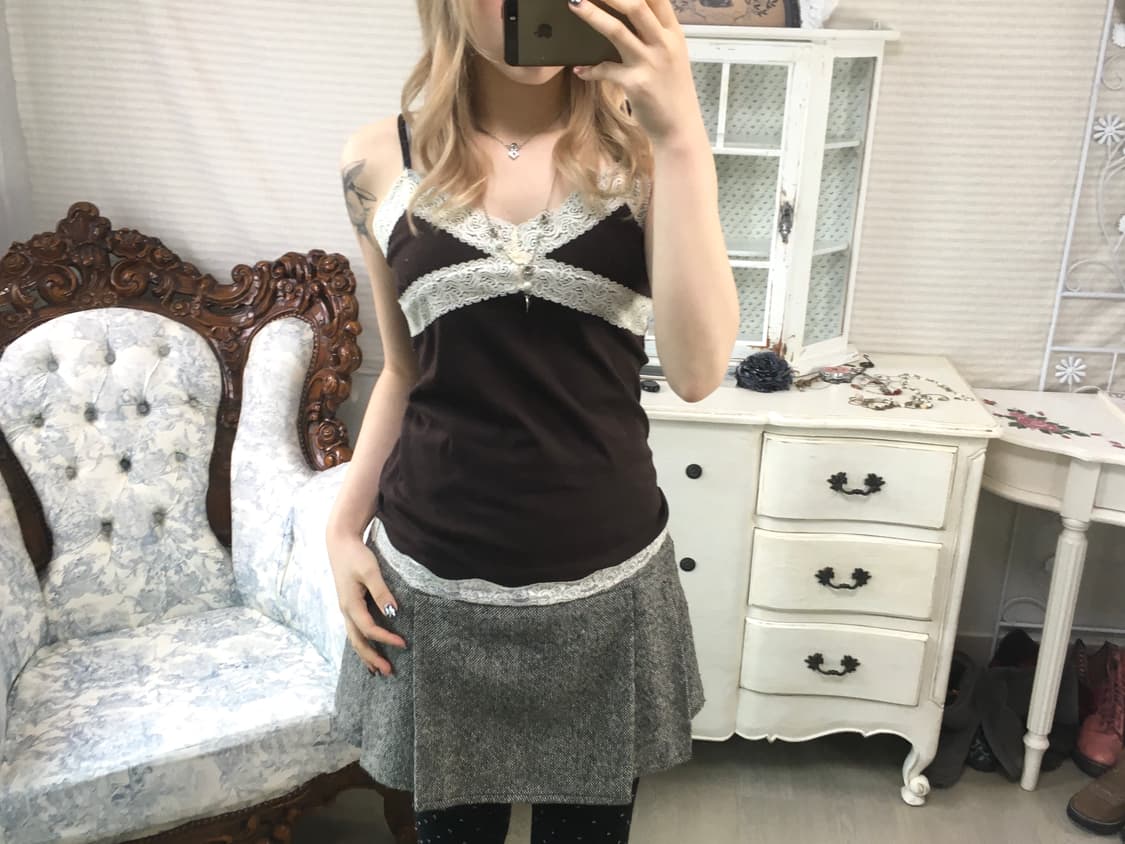 jpn vintage  brown lace sleeveless 상품이미지1