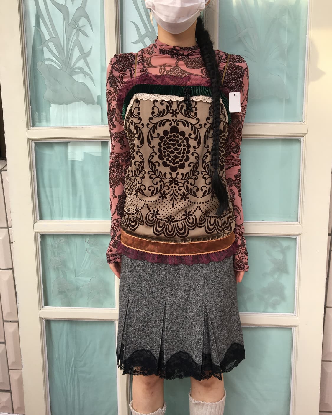 Lace trimming ornament pattern sleeveles 상품이미지5