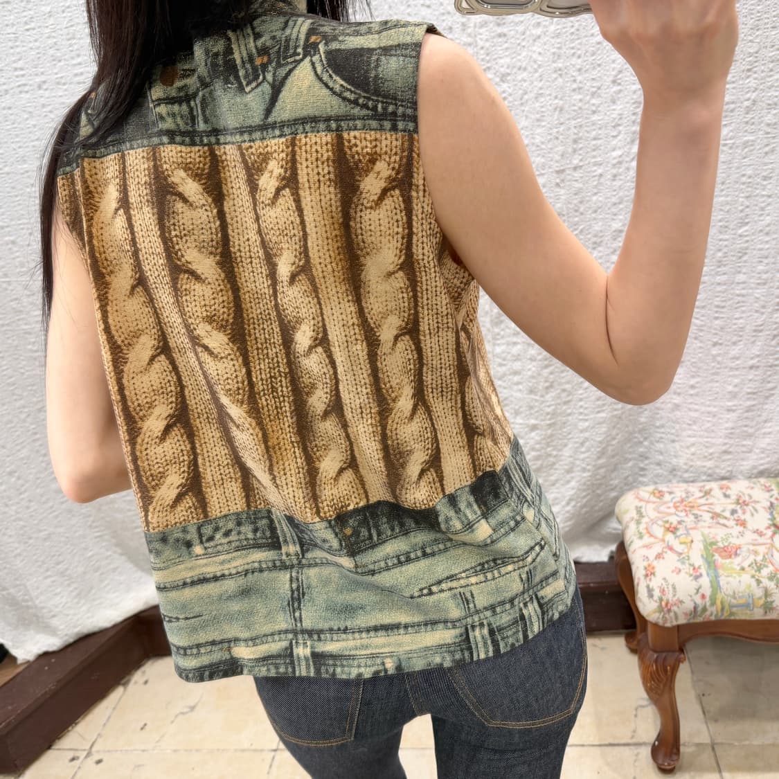 printing zip detail sleeveless 상품이미지3
