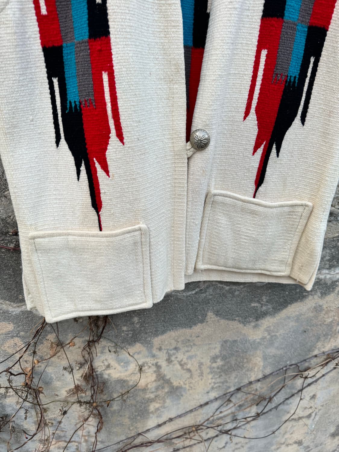 40s ~ 50s 빈티지 핸드 우븐 울 오르테가 치마요 베스트 센티넬라 상품이미지7