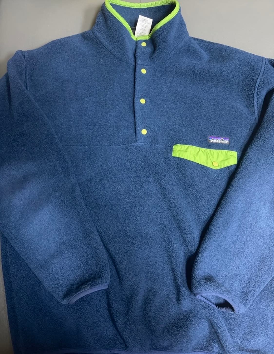 파타고니아 스냅 90s 네이비, 라임 L 상품이미지2