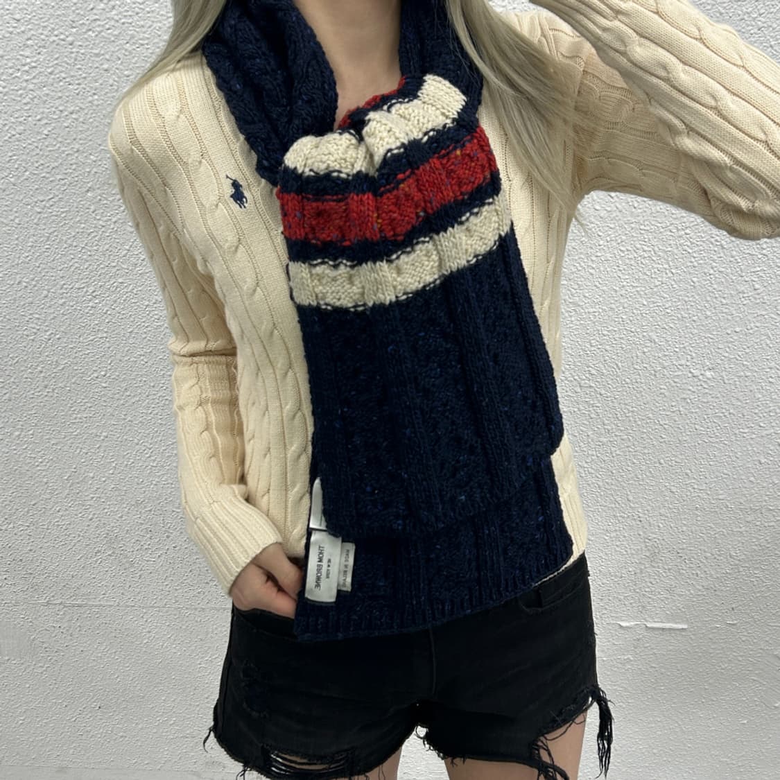 톰브라운 딥블루 꽈배기 머플러 상품이미지2