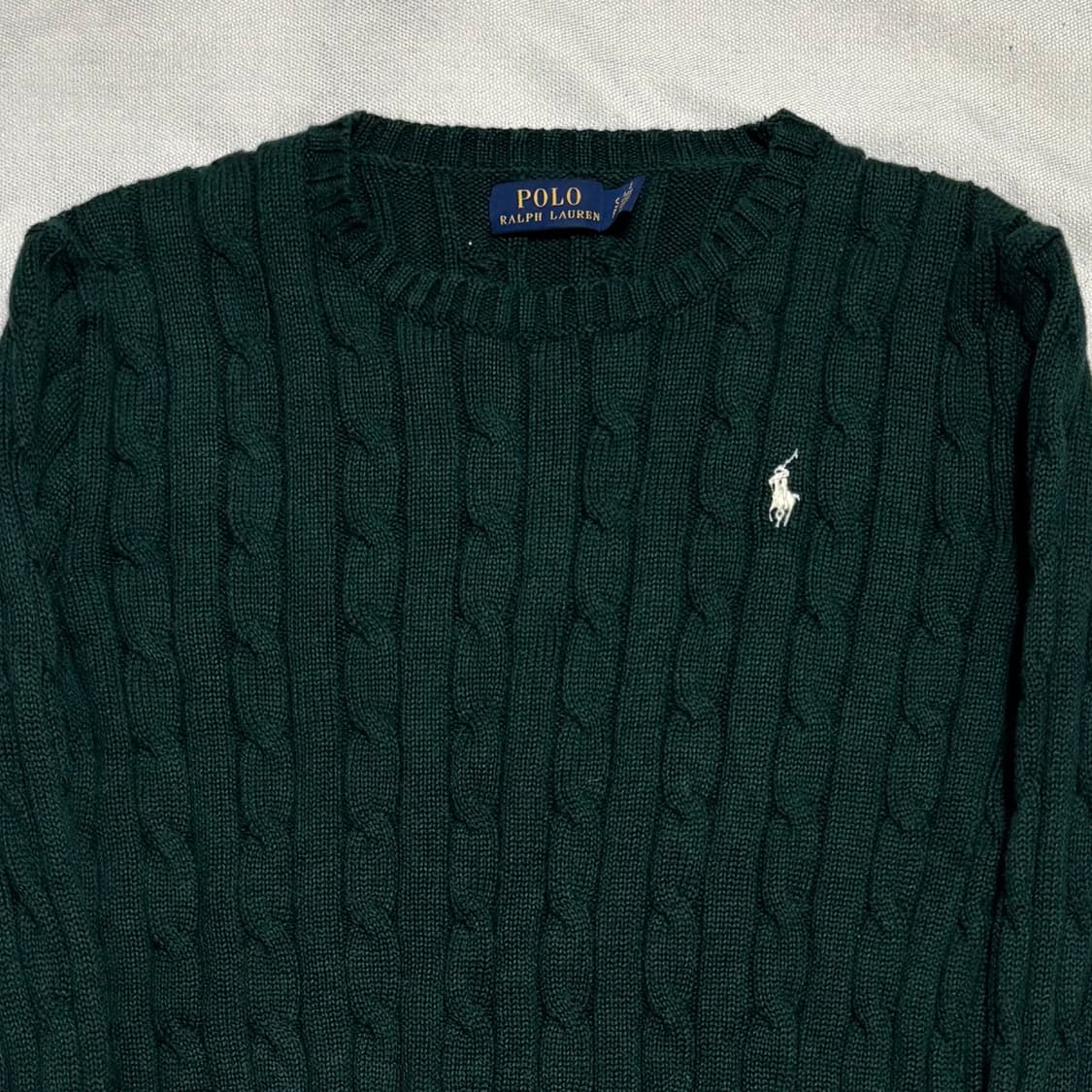 S 폴로랄프로렌 화이트 포니 여성용 그린 케이블 니트 상품이미지1