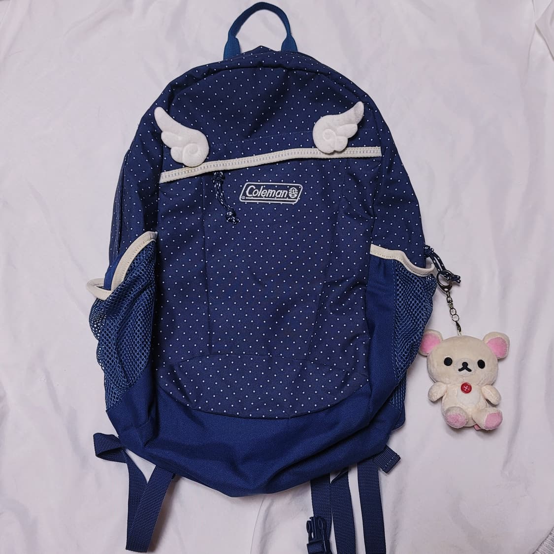 일본 빈티지 블루 도트 백팩 coleman 콜맨 가방 지초이 코이세이오 상품이미지1