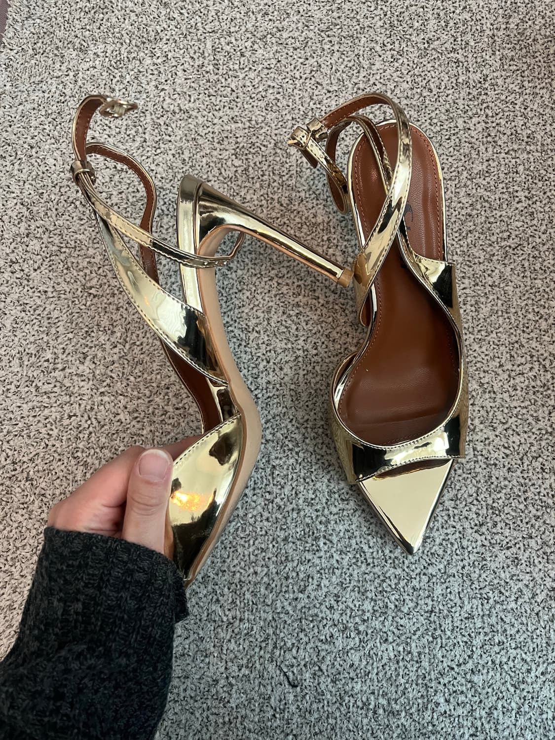 gold open toe stiletto heels 상품이미지3