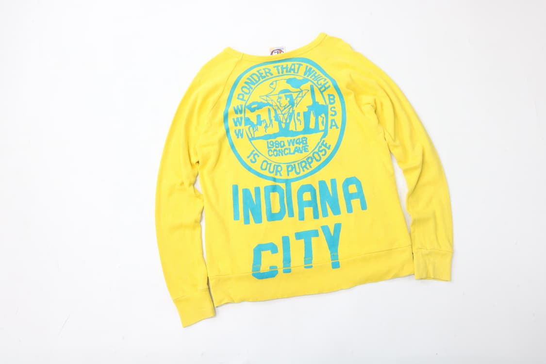 45rpm 빈티지 옐로우 아카이브 패치 & 그래픽 래글런 스웻셔츠 상품이미지2