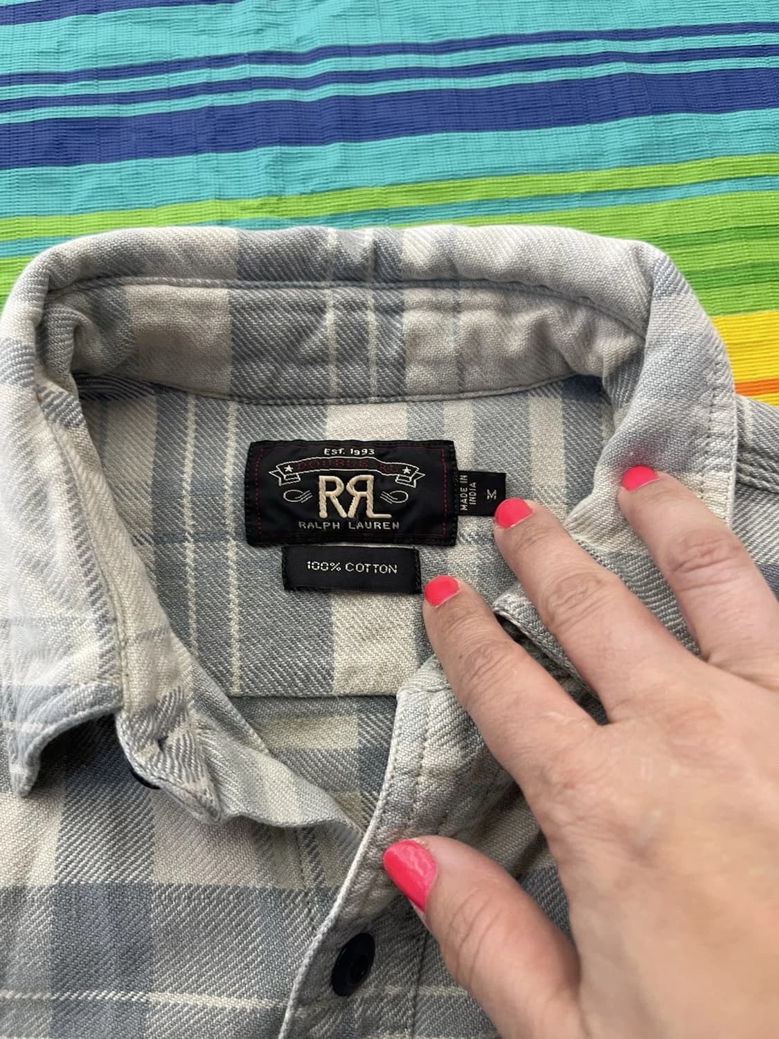 90s RRL 더블알엘 블루 그레이 플란넬 셔츠 상품이미지2