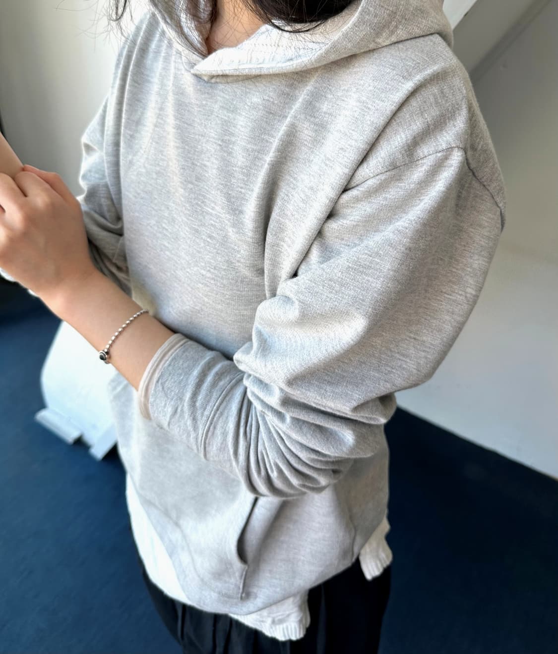 Design fake layered hooded sweat P/O 상품이미지8