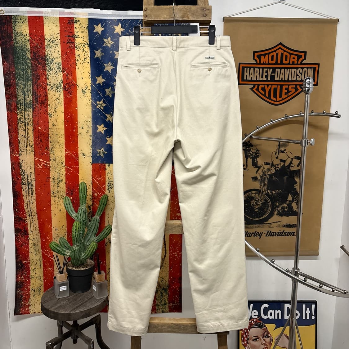 90s 폴로 랄프로렌 더블플리츠 코튼 치노팬츠 연베이지 데드스탁 N946 상품이미지2