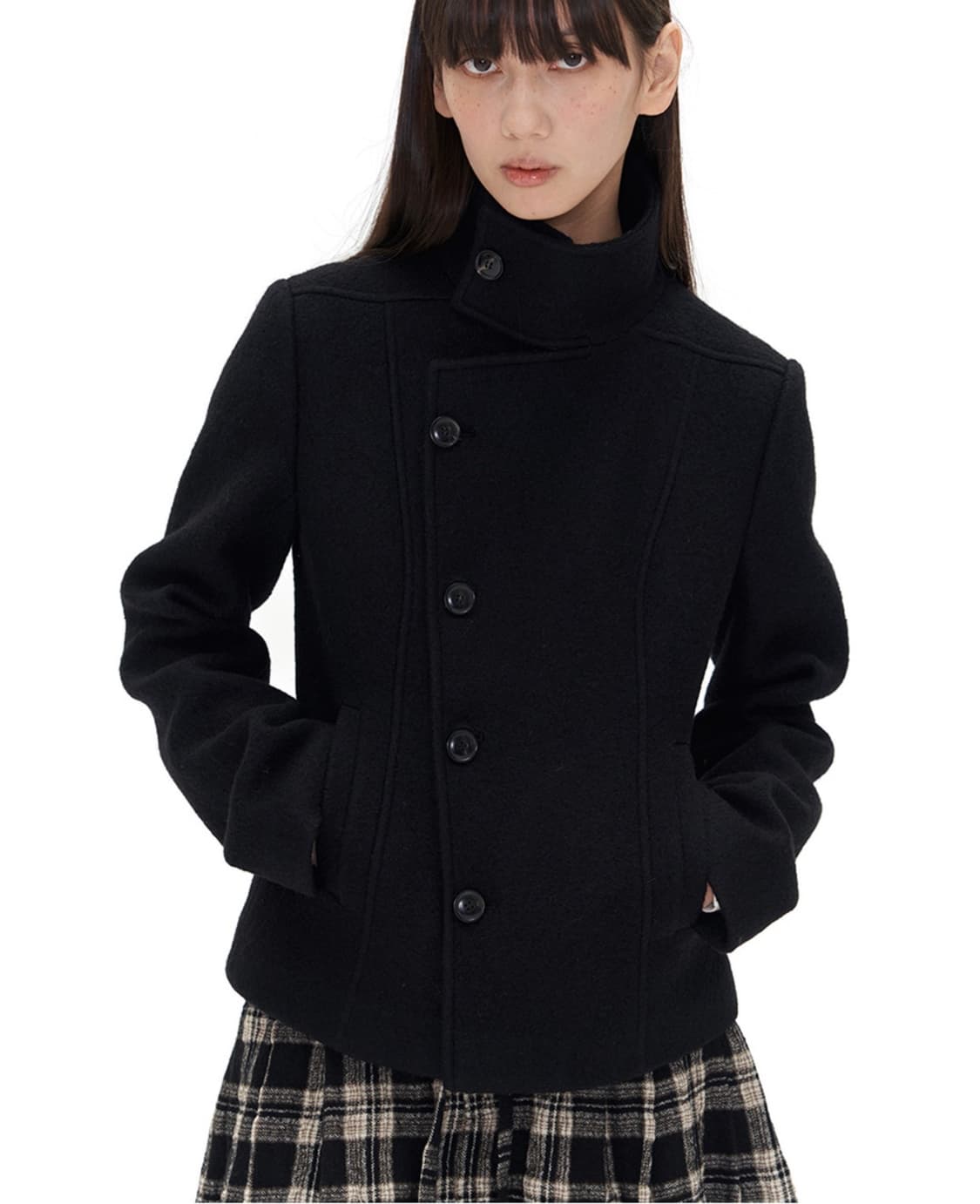 MF Stand Color Wool Short Coat 하이넥코트 상품이미지2