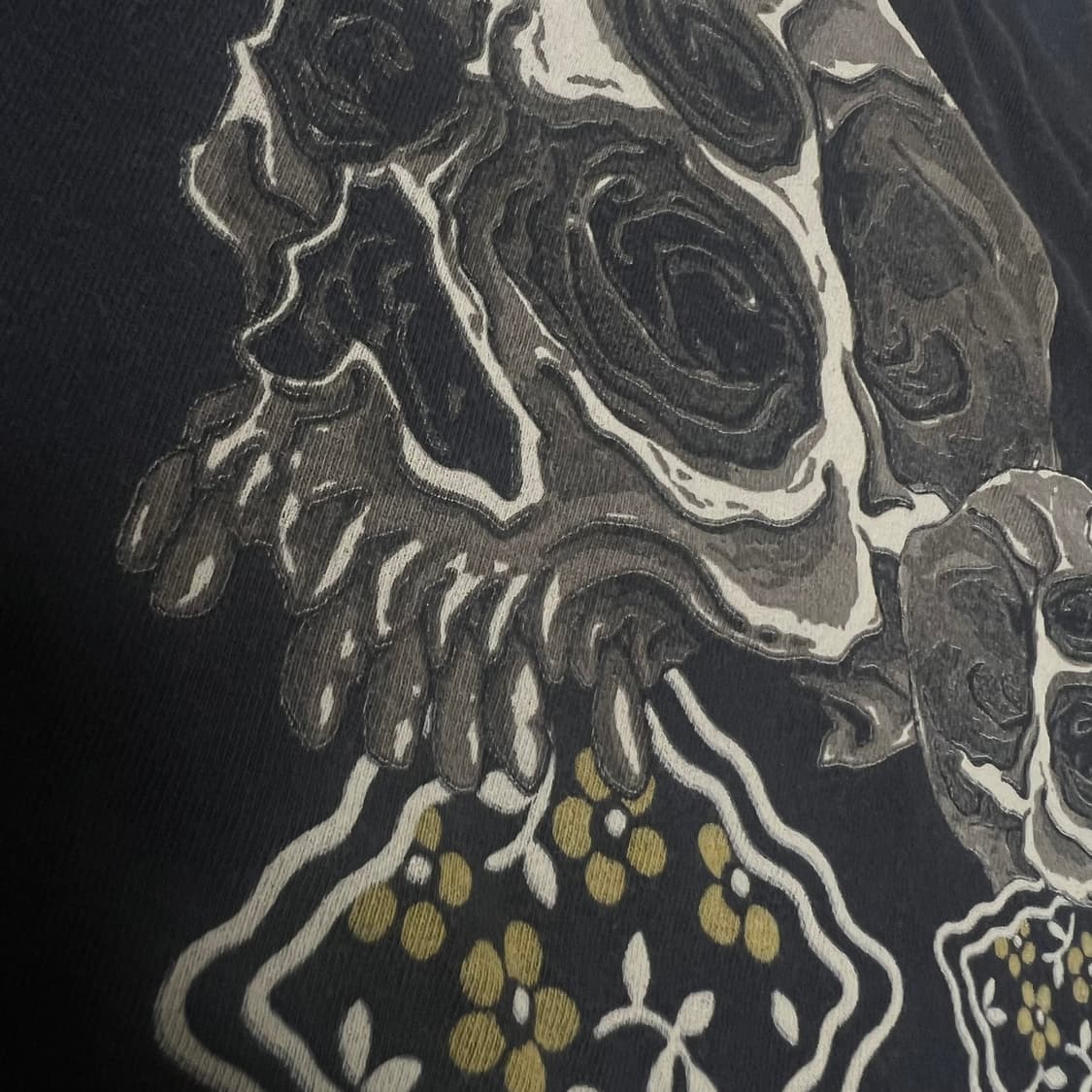[L,XL] 캐피탈 워시드 스컬 쿠키 티셔츠 블랙 상품이미지5