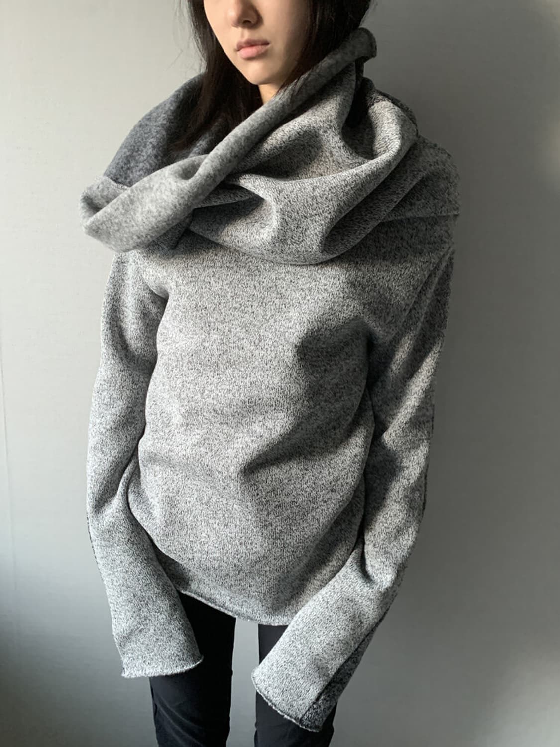 [dongeun] loooong neck knit top 2, gray 상품이미지2