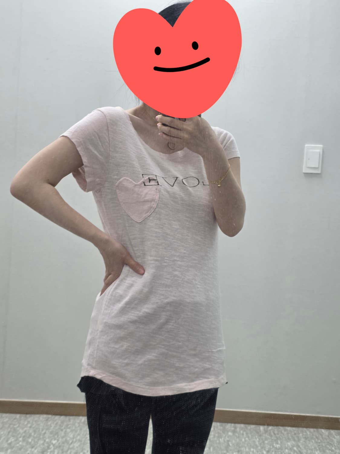 일본빈티지)딸기초코라떼히메갸루 핀터깔 LOVE 프린팅 핑크반팔티셔츠 상품이미지2