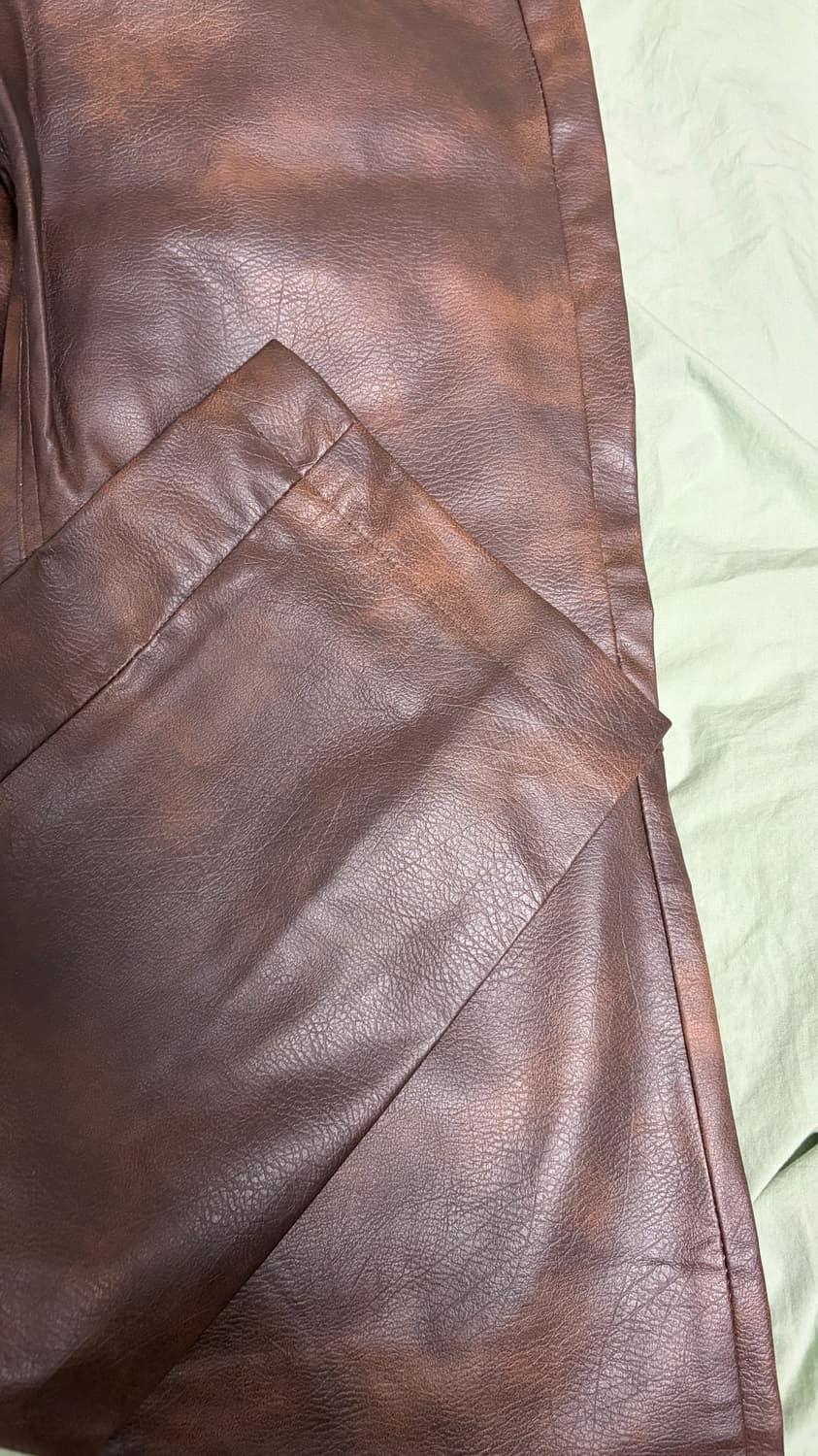 자라 페이크레더 브라운 기모바지 S 상품이미지6